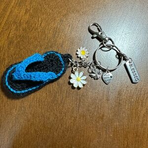 Handmade Flip Flop Keychain, Bag Clip with Charms..